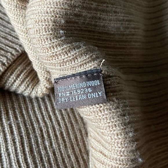 J. McLaughlin Wool Ribbed Blouson Sleeve Sweater in Tan - Picture 10 of 12